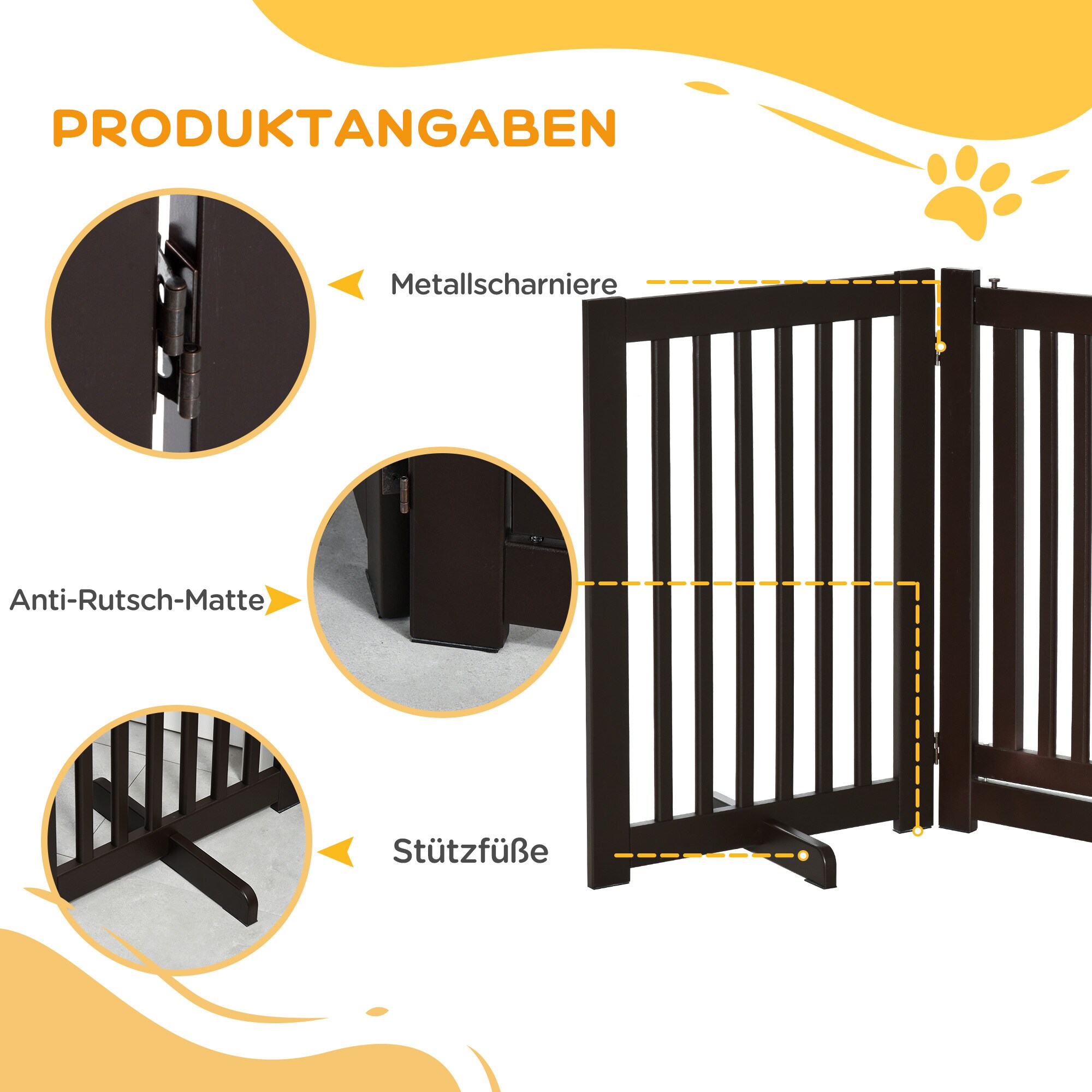 PawHut Absperrgitter für Hunde 155 x 1,5 x 76 cm (BxTxH)