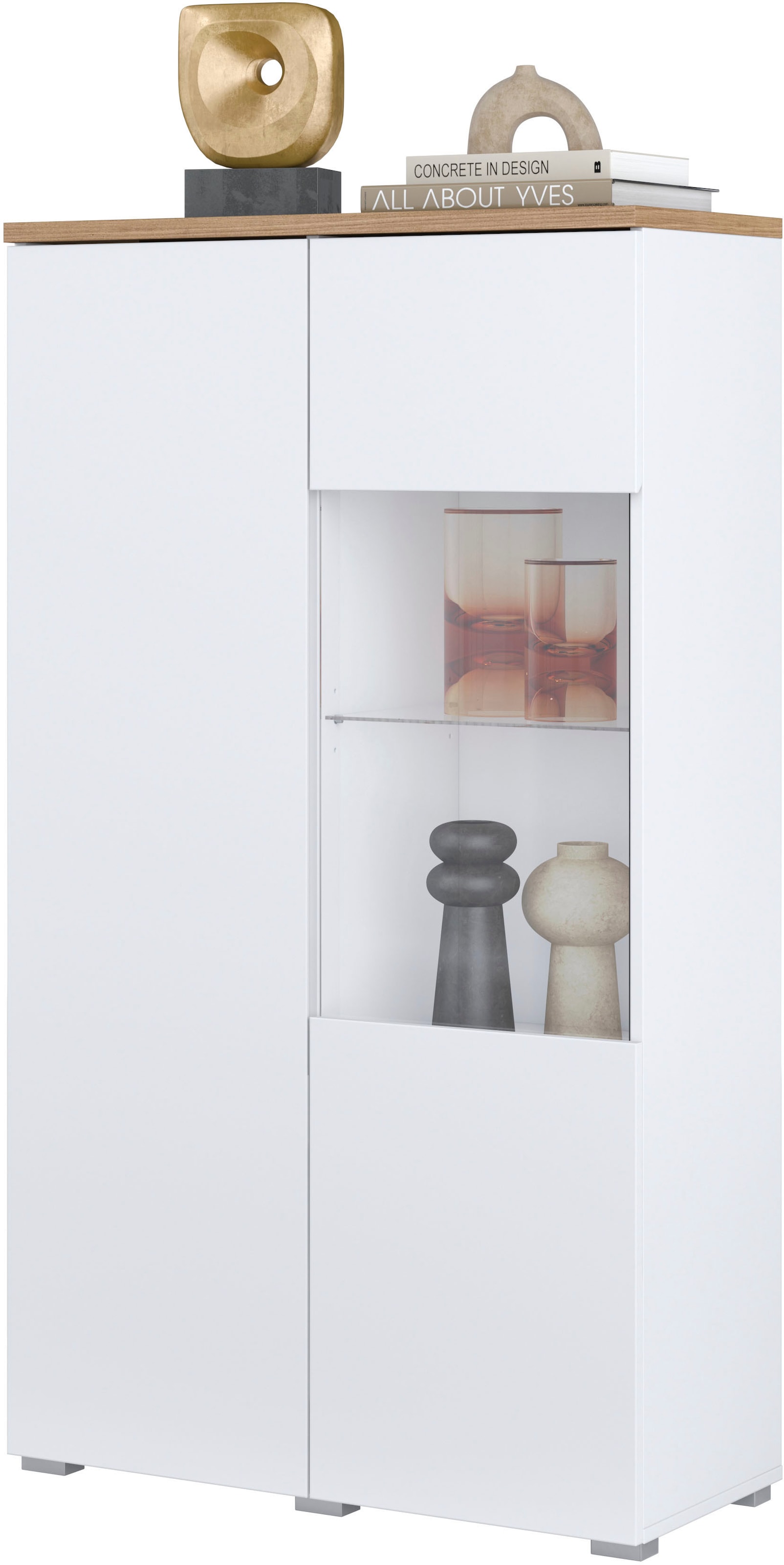 INOSIGN Vitrine »Modo, Breite 80 cm, moderner griffloser Vitrineschrank« Vitrine mit viel Stauraum, Einlegeböden verstellbar, Glastür