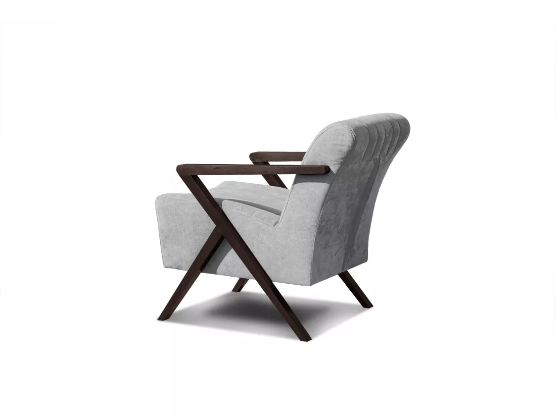 Fauteuil fixe Lebron, tissu gris clair