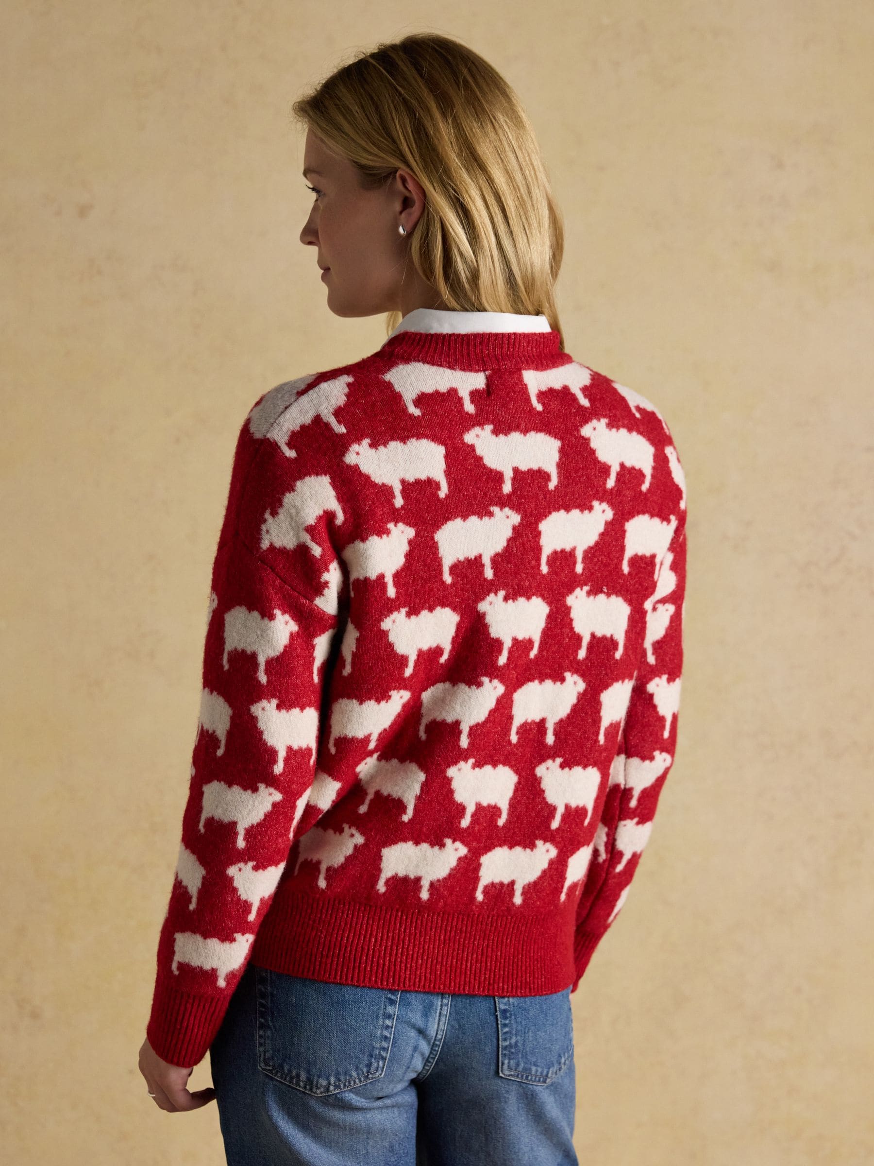 Rood What The Flock - Joules Gebreide Trui met Ronde Hals