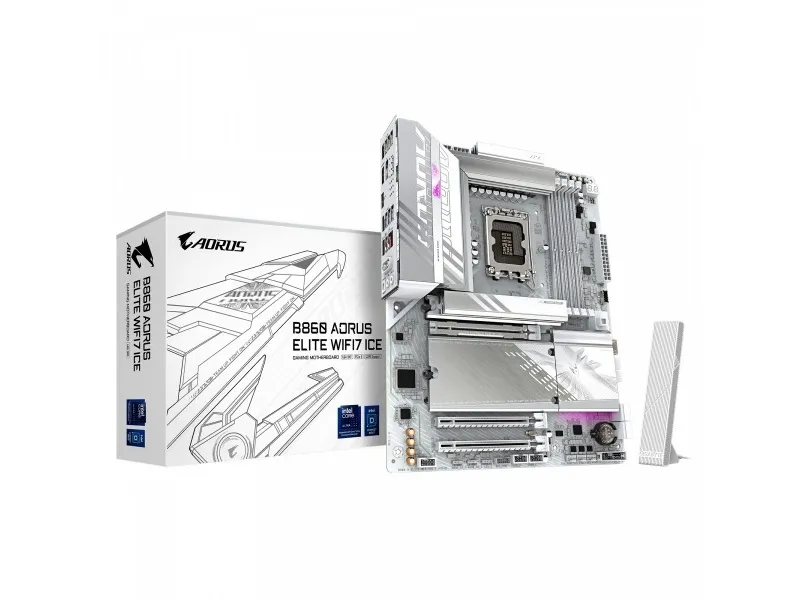 AORUS B860 ELITE WIFI7 ICE - Bundkort - ATX - LGA1851 sokkel - B860 Chipset - USB4, USB-C 3.2 Gen2, USB 3.2 Gen 1, USB 3.2 Gen 2 - Bluetooth, 2.5 Gigabit LAN, Wi-Fi 7 - onboard grafik (CPU påkrævet) - HD Audio