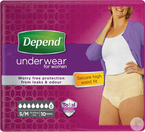 Depend Culottes D'Incontinence Sous-Vêtement Absorbant Super Femmes Taille S/M 10 Pièces