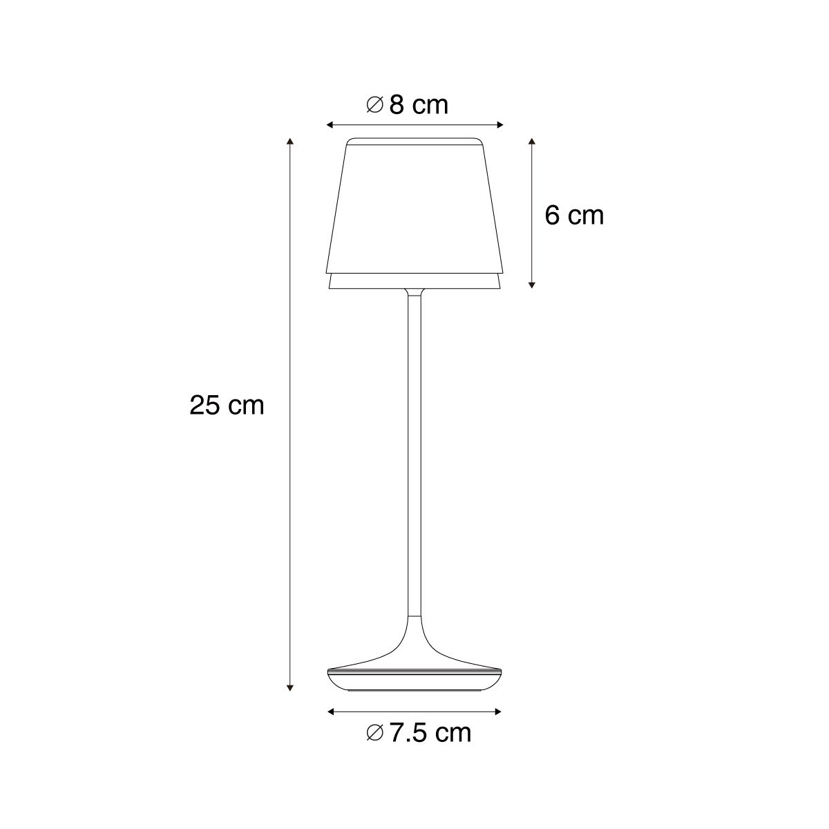 Tafellamp zwart incl. LED IP65 oplaadbaar met laadstation - Treble