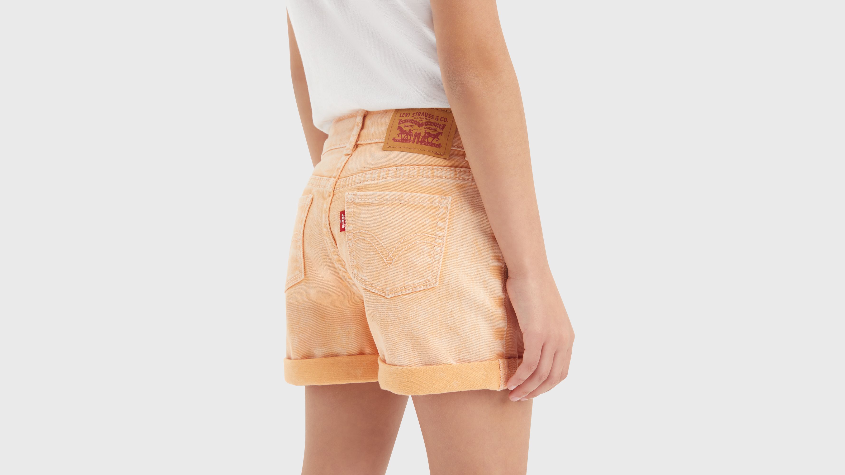 Enfant short mini Mom sergé avec revers - Coral Sands - Orange