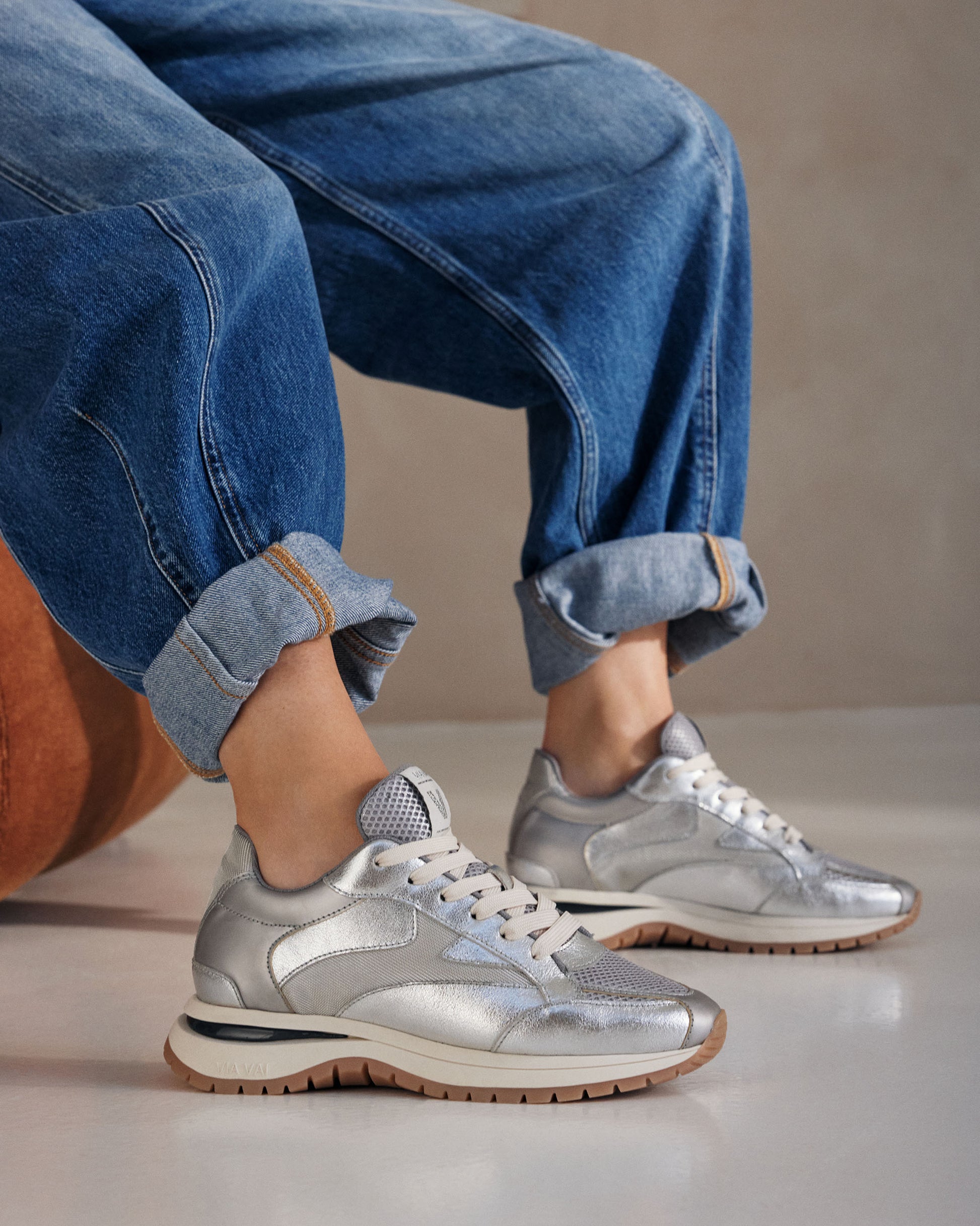 VIA VAI zilveren dames sneakers Usher Riggs
