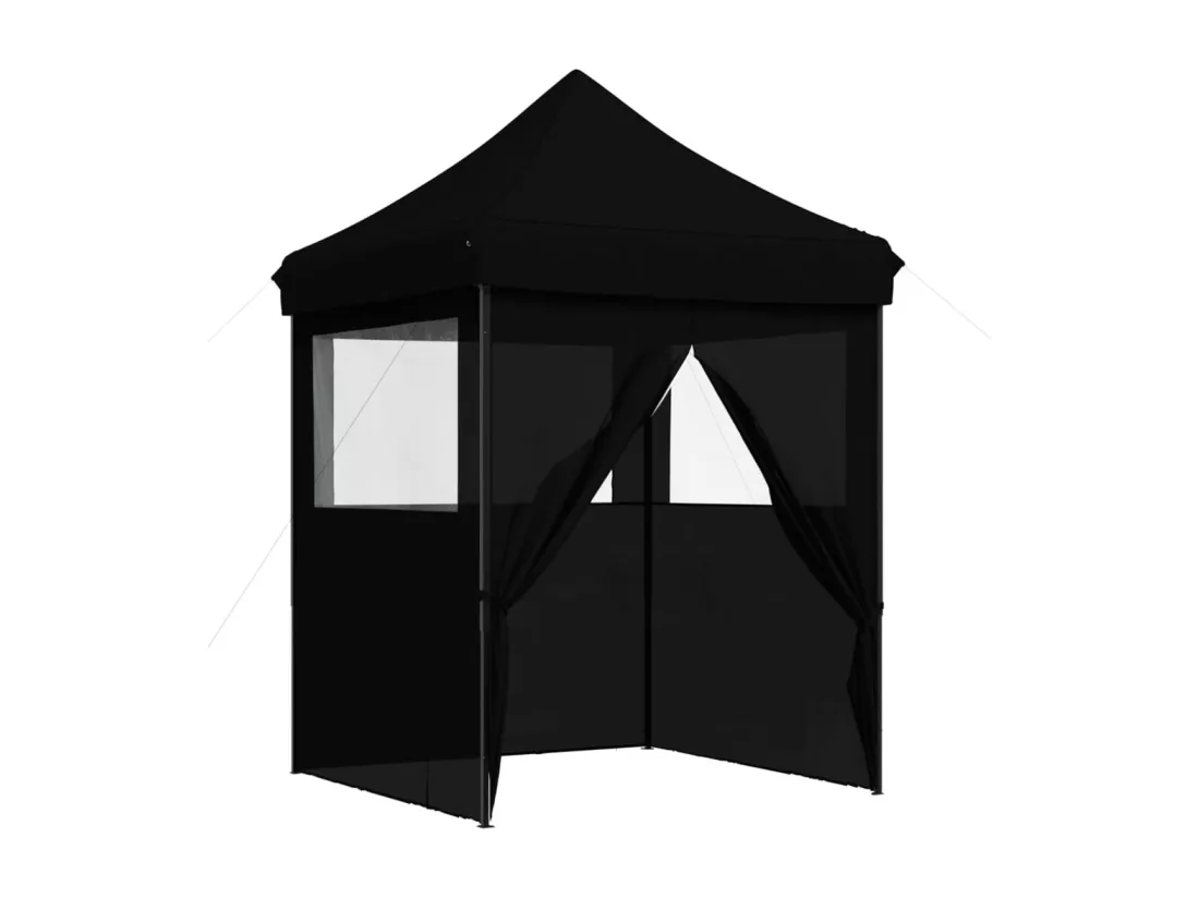 Tente de réception pliable escamotable 4 parois latérales noir