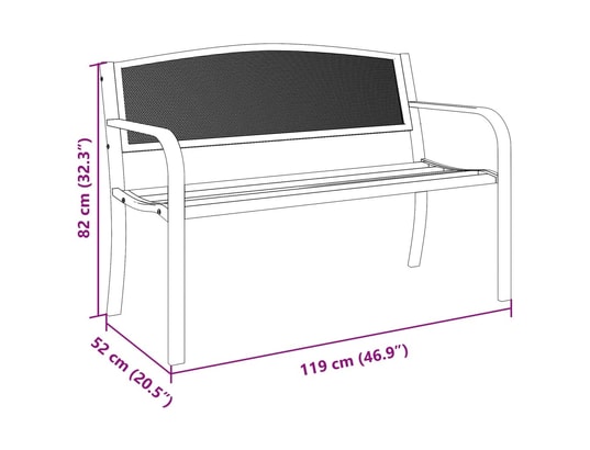 VIDAXL - Banc de jardin 119 cm noir acier