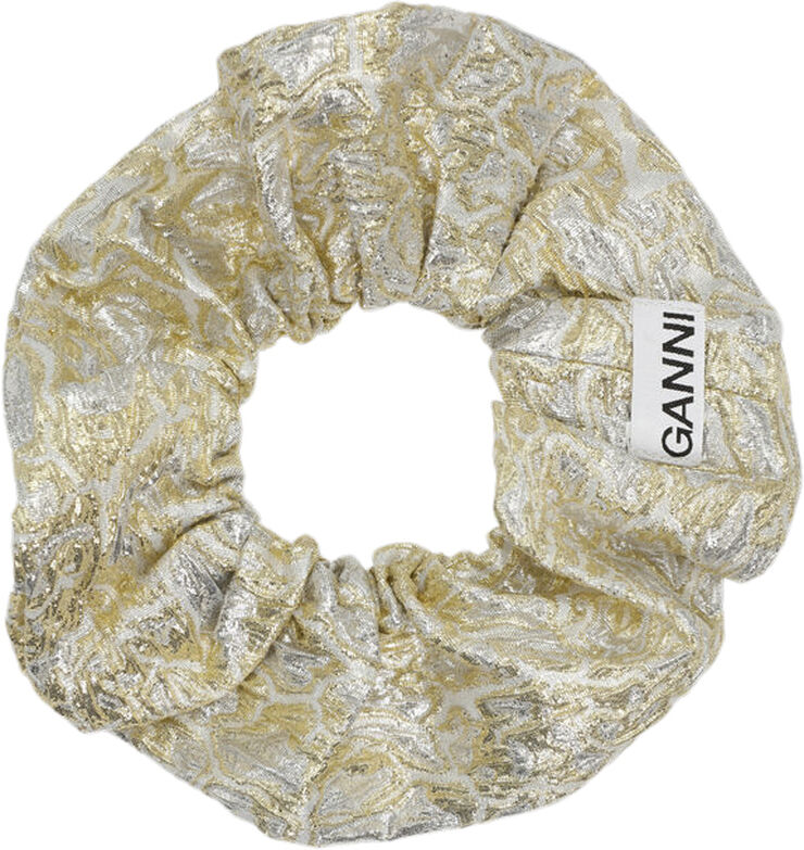 Ganni Metallic Cloque Scrunchie Gold/silver