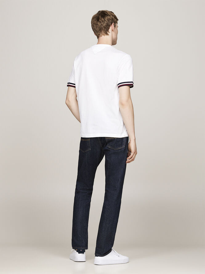 Tommy Hilfiger GLOBAL STRIPE CUFF PIQUE TEE White