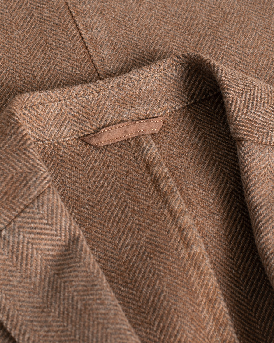 L.B.M. 1911 Herringbone Wool Blazer Brown 50