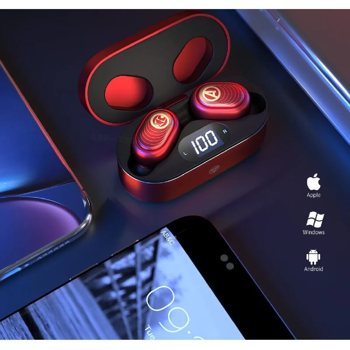Universal TWS Casque Bluetooth 5.0 Rouge