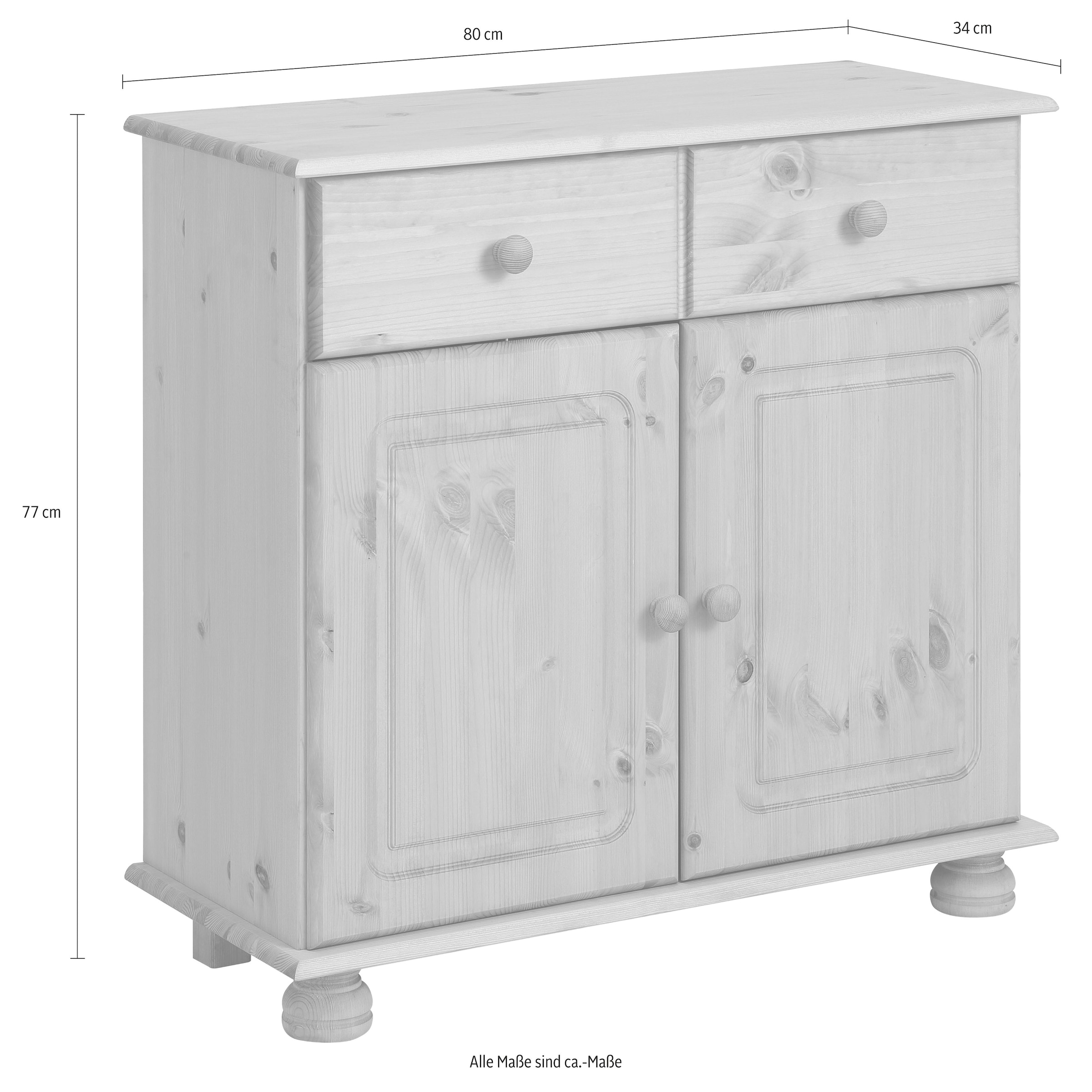 Home affaire Sideboard »Mette« Kommode mit gefrästen, kugelförmigen Füssen, Breite 80 cm