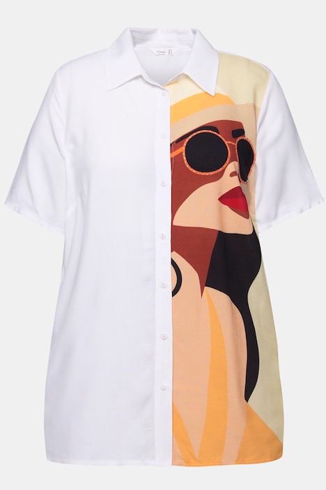 Bluse, A-Linie, Frauen-Motiv, Halbarm