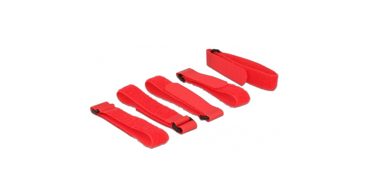 DeLOCKKabelbinders met klittenband, 5 stuks  (Rood, L 300 mm x B 20 mm)