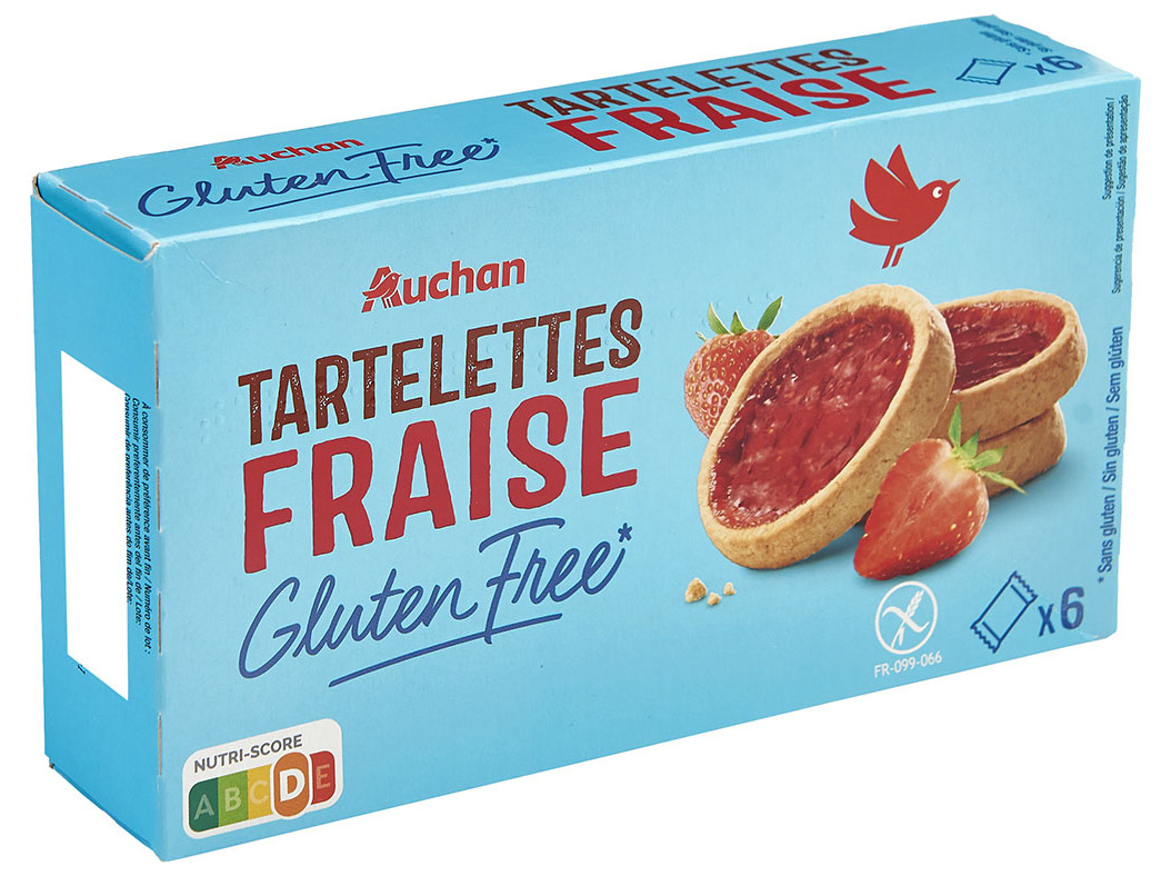 TARTELETE AUCHAN SEM GLÚTEN MORANGO 130 G