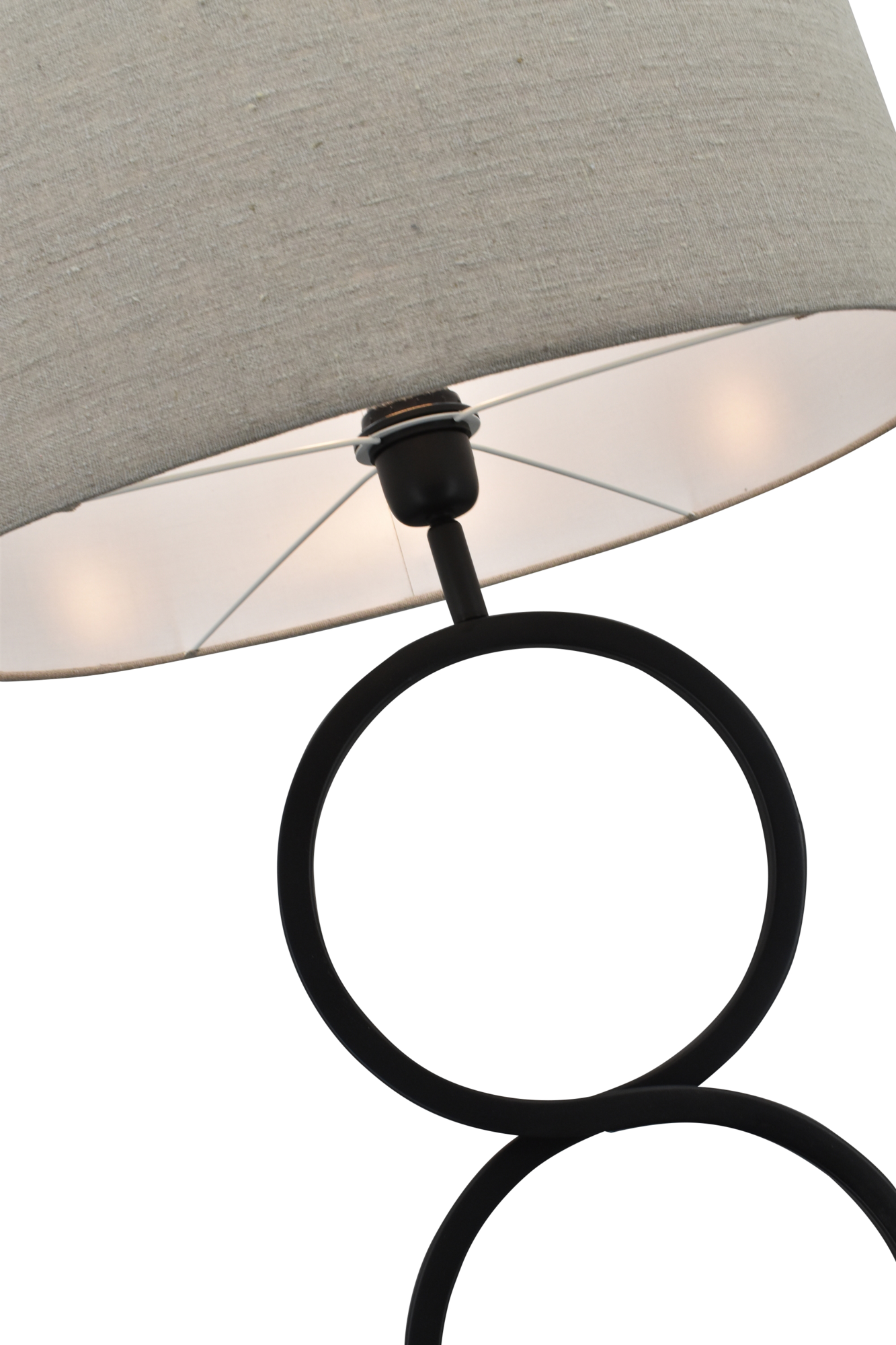 Vloerlamp Capri zwart + kap Cilinder 50x50x30cm Linnen naturel ( witte binnenkant )