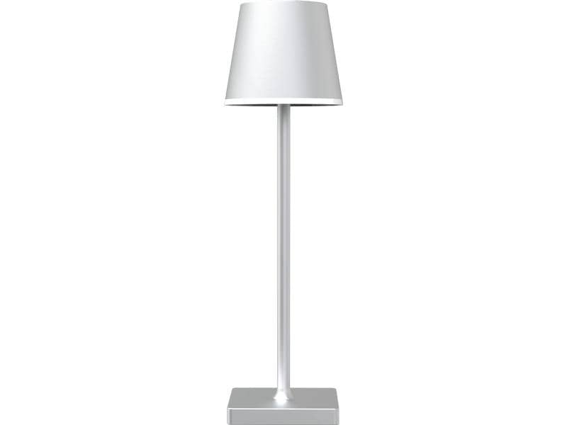 xoxo design ag Akku-Tischleuchte X2, 3W, 3000K, 38 cm, Silb Portable, multifunktionale Leuchte
