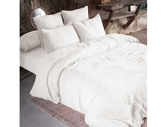 TERRE DE NUIT - Housse de couette double gaze de coton blanc 200x200 cm