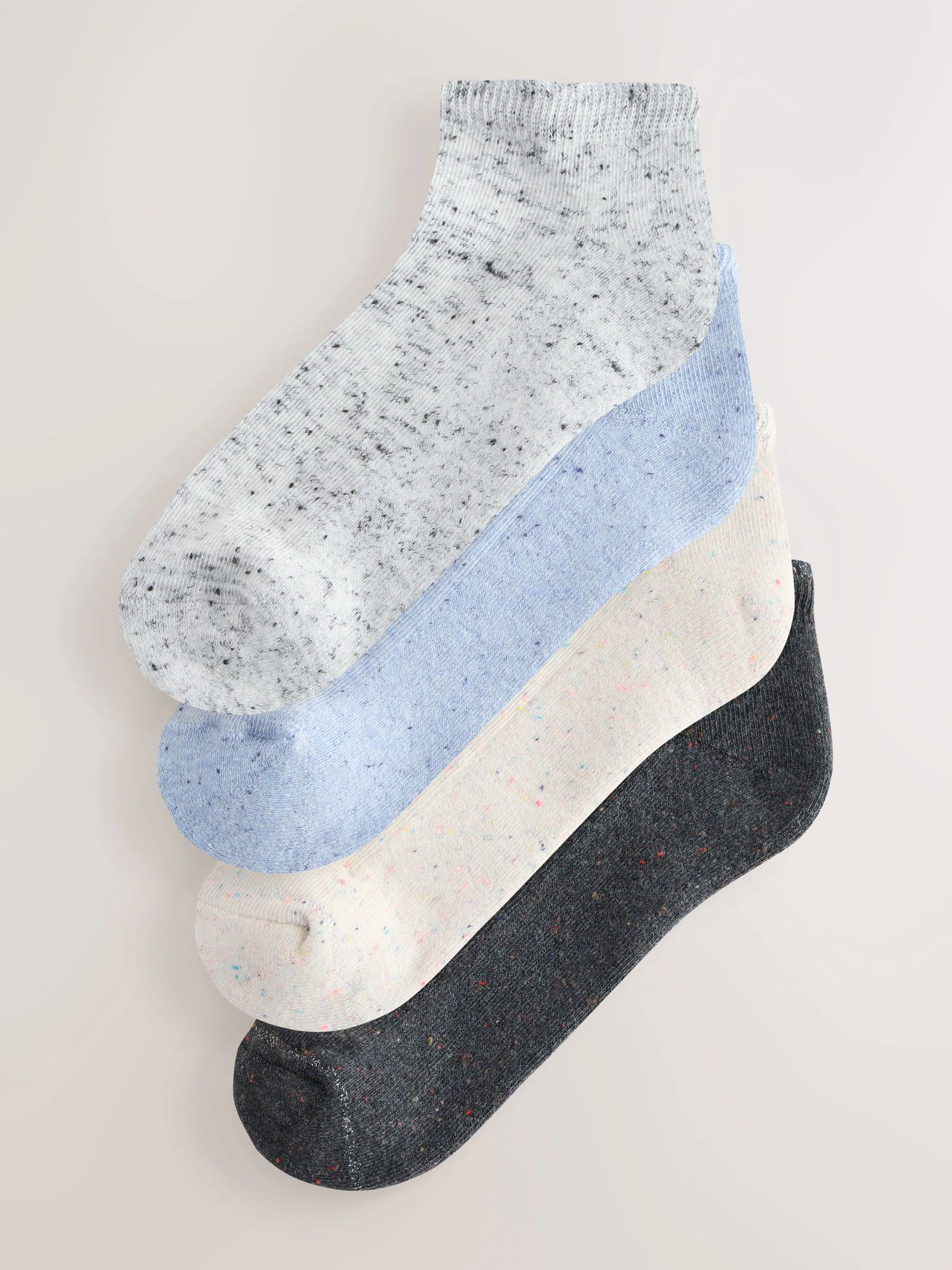 Blauw - Set van 4 paar sokken met kussenzool