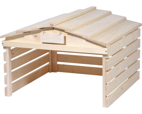 Robotmaaiergarage met bord, 78,5 x 74 x 52,5 cm, natuurlijke afwerking