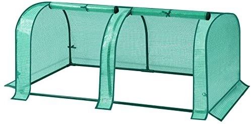 WOLTU Foliekas, broeikas, tomatenkas, winterbescherming, 130 x 60 x 50 cm, 130 g/m², PE, halftransparant zeil, waterdicht, weerbestendig, multifunctionele broeikas, plantenhuis, groen