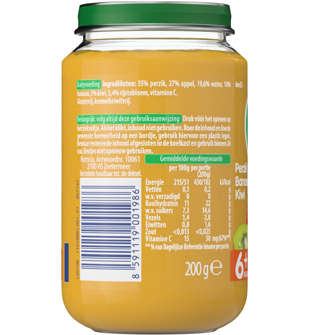 Olvarit Perzik banaan kiwi 6M53 (200 gr)