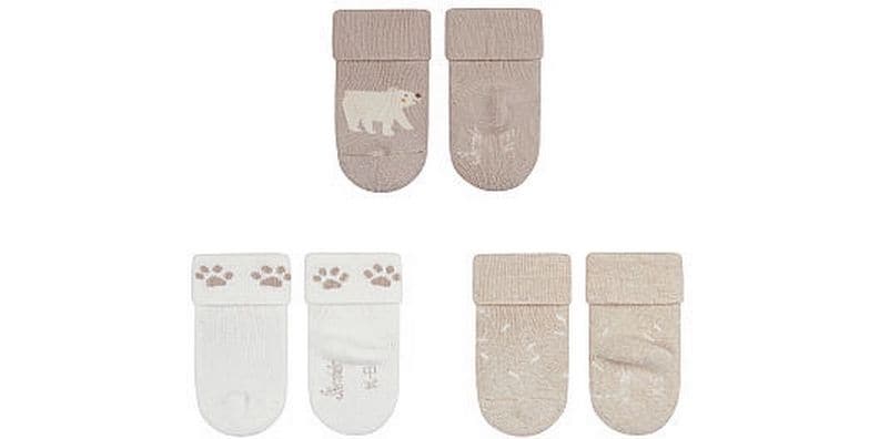 Sterntaler Socken 3er Set Bär Sand Gr. 13/14 Weiche Erstlingssocken