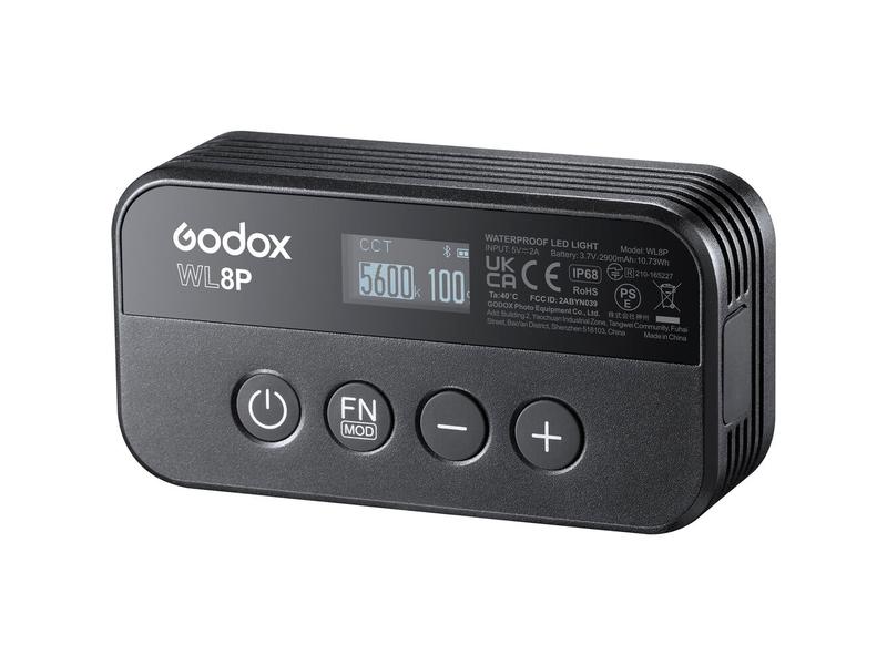Godox Videoleuchte WL8P Wasserdichtes LED-Licht mit 2900 mAh starkem Akku