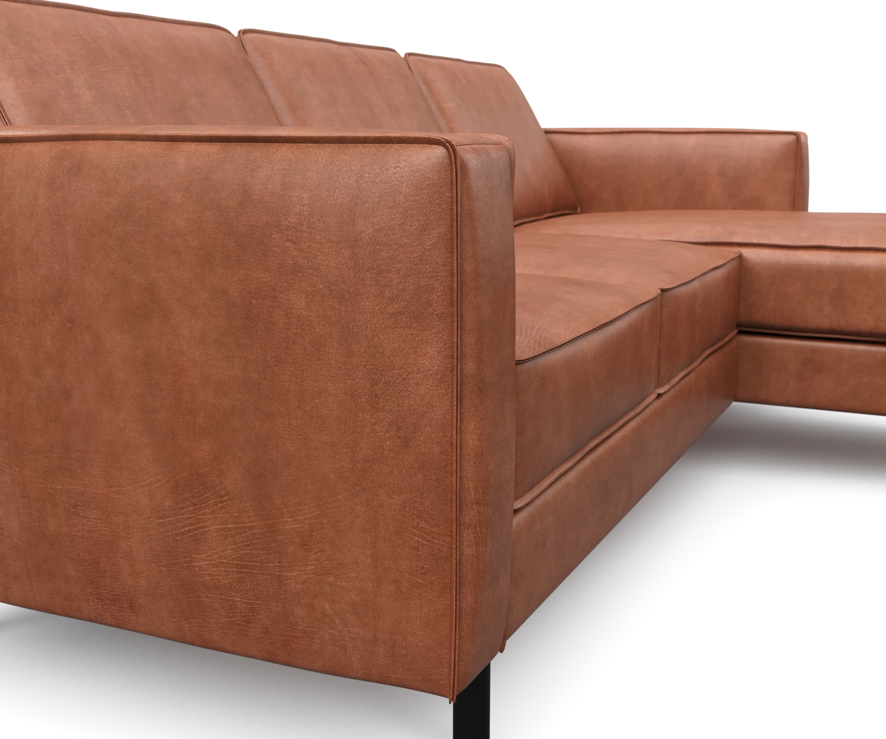 Ecksofa Leder DUKE rechts braun