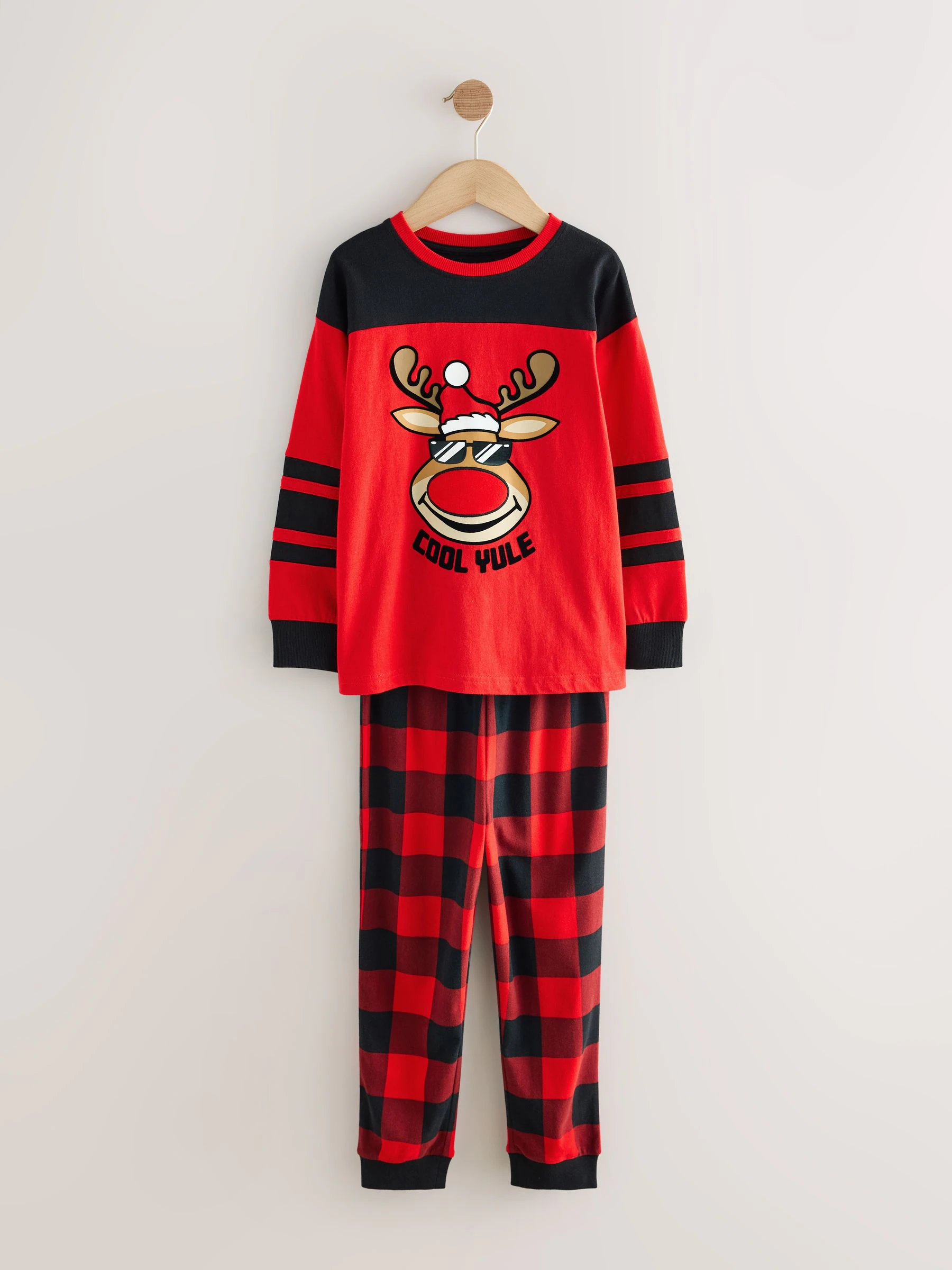 Red Check Reindeer - Enkele kerstpyjama (5-16jr)