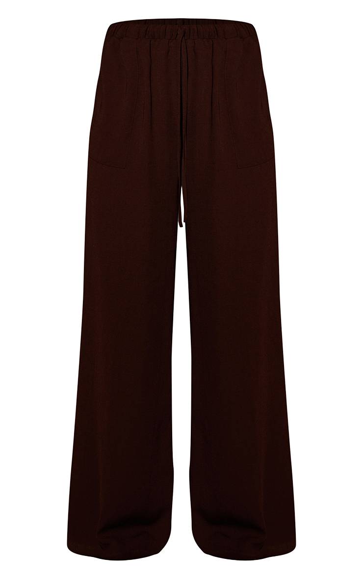 Dark Chocolate Pantalon De Plage À Cordon Effet Lin