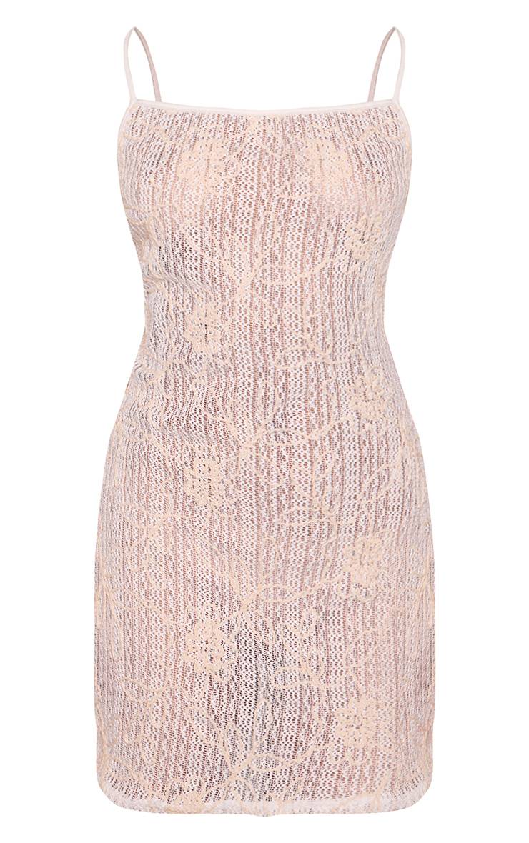 Blanc Robe Courte À Bretelles Encolure Droite Texturée Fleurie