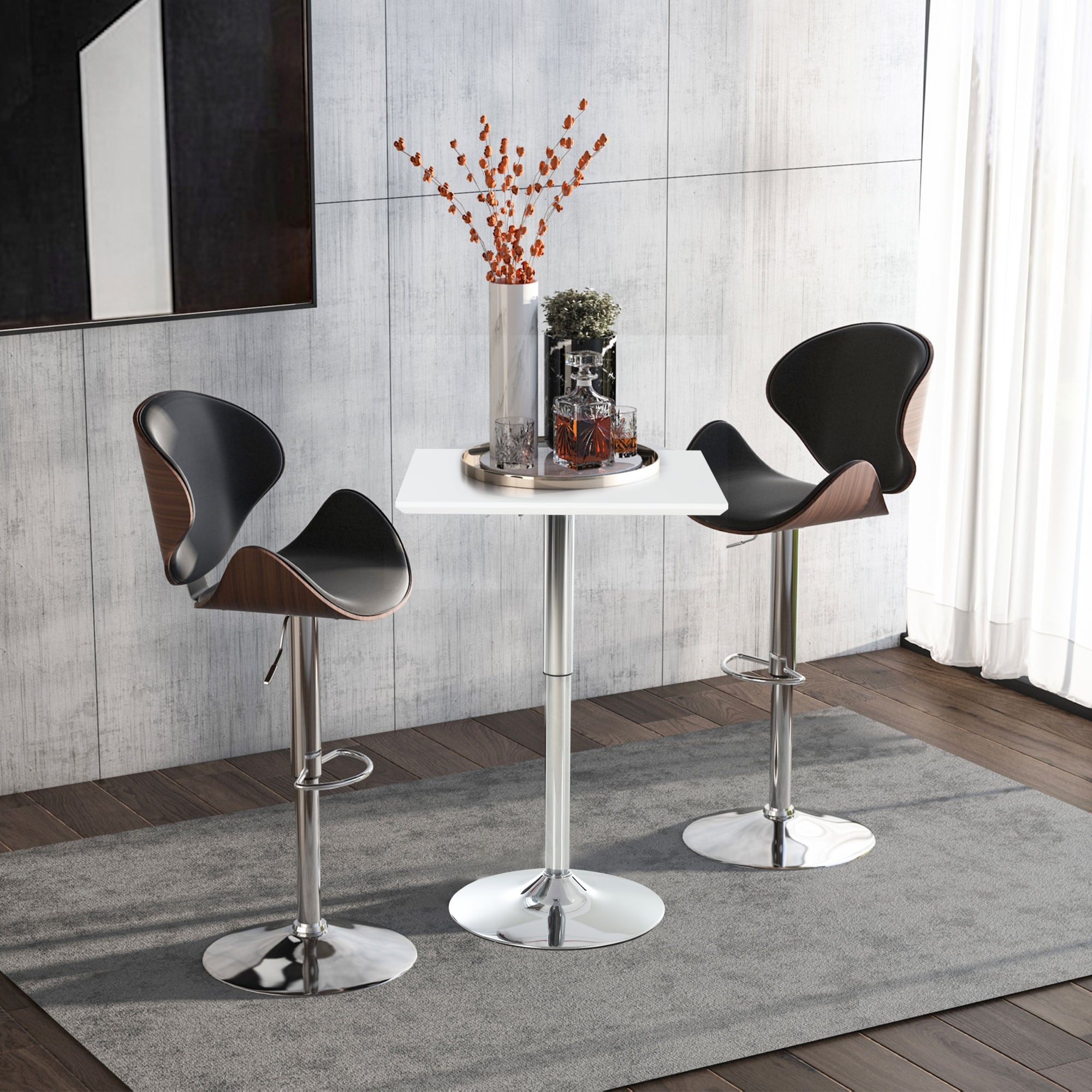 HOMCOM Bistrotisch höhenverstellbar weiß 60 x 60 x 71-92 cm (BxTxH)