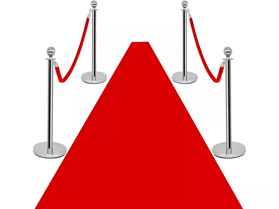 Poteaux de Guidage Barrières de Sécurité Système de Guidage Corde de Guidage pour les Personnes Corde Velours 1, 5m Rouge