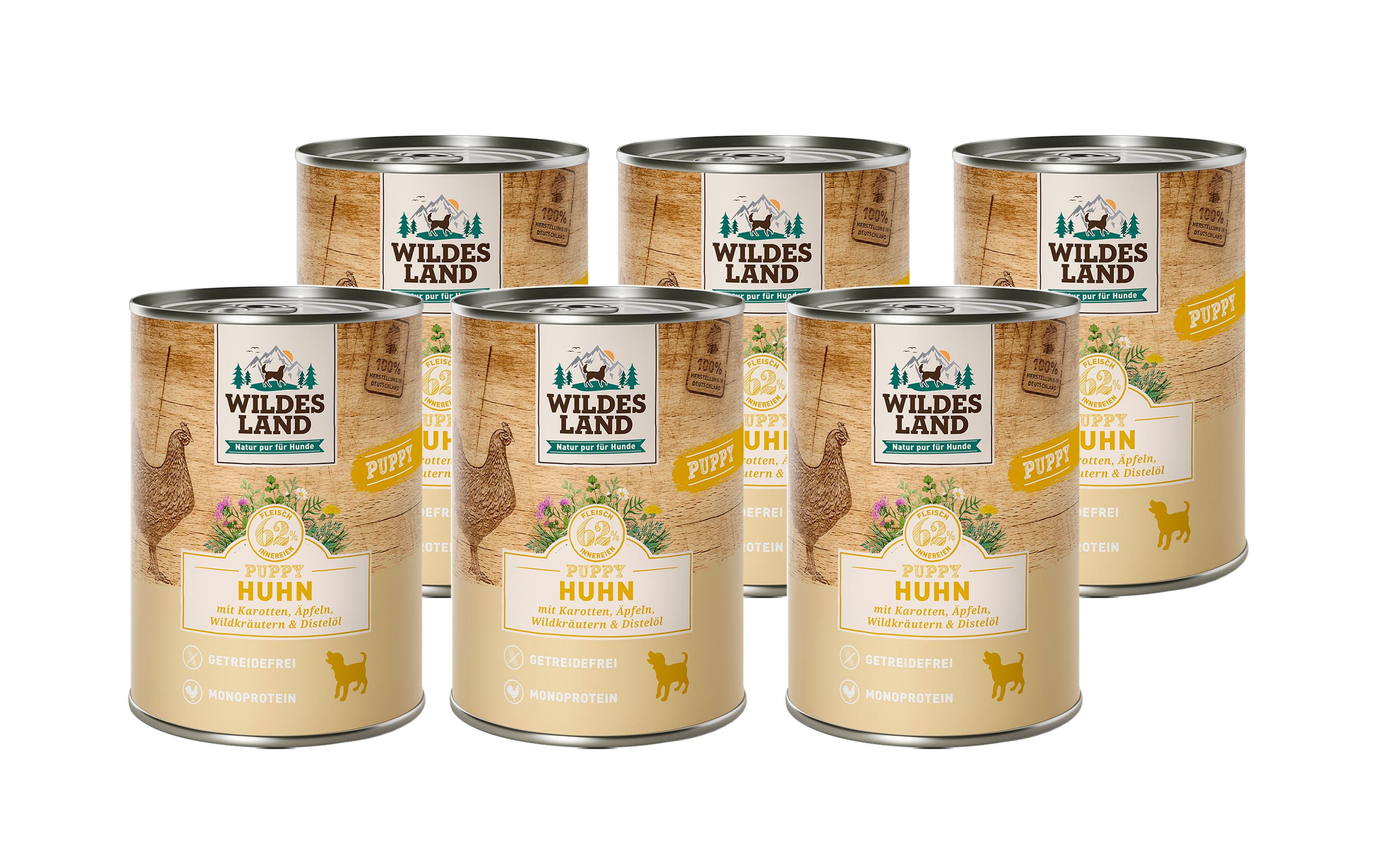 Nassfutter Dog Puppy Huhn mit Karotte & Apfel, 6 x 400 gAlleinfutter