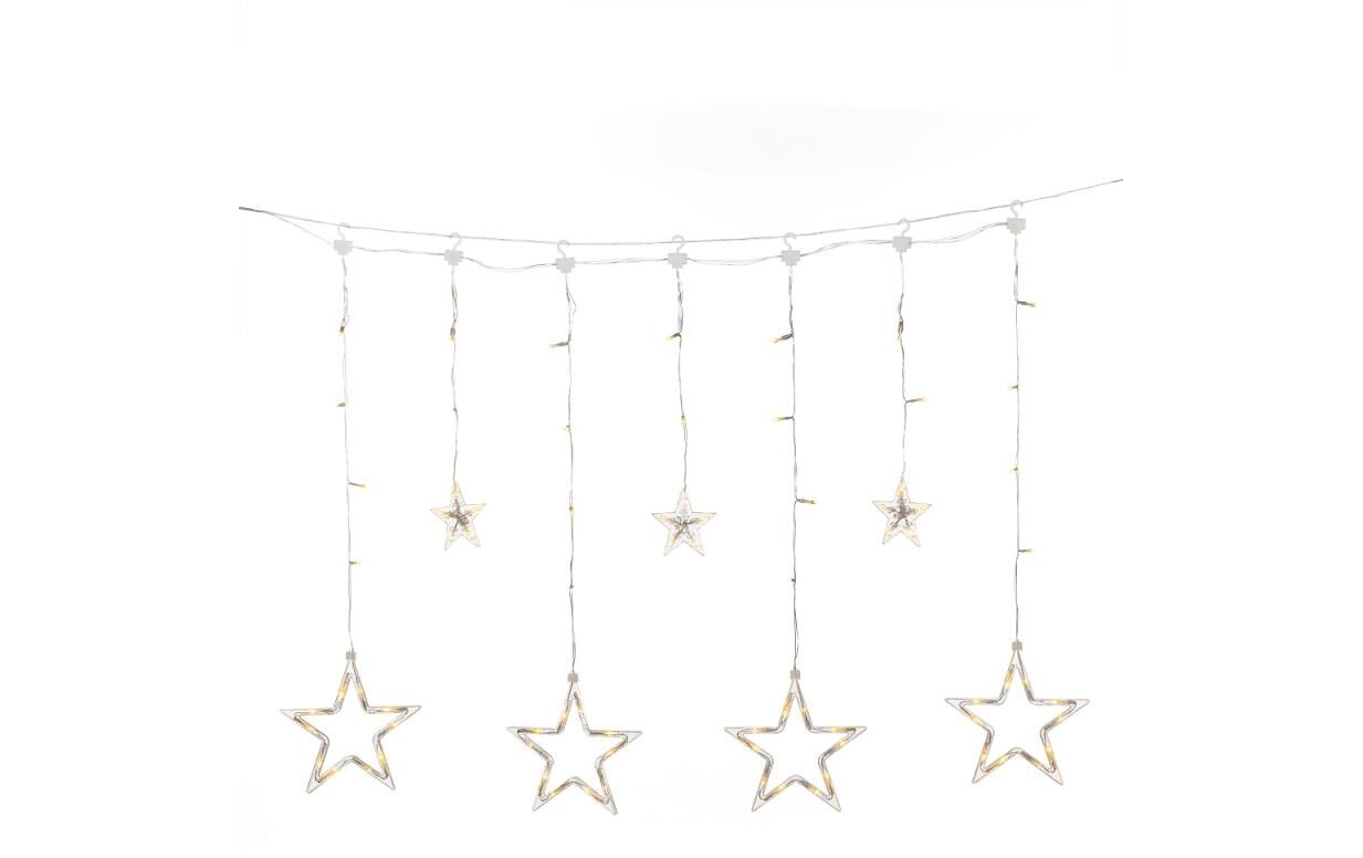 LED-Lichtervorhang mit Sternen 77 Lampen, 90 cmLED Weihnachtsdeko 7 Sterne