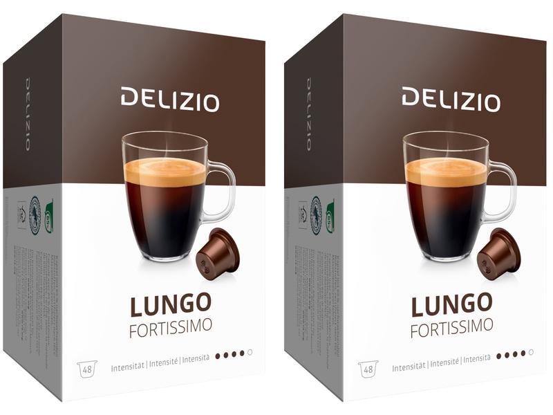 Delizio Kaffeekapseln Lungo Fortissimo 2 x 48 Stück Kunststoffkapseln für das Delizio-System