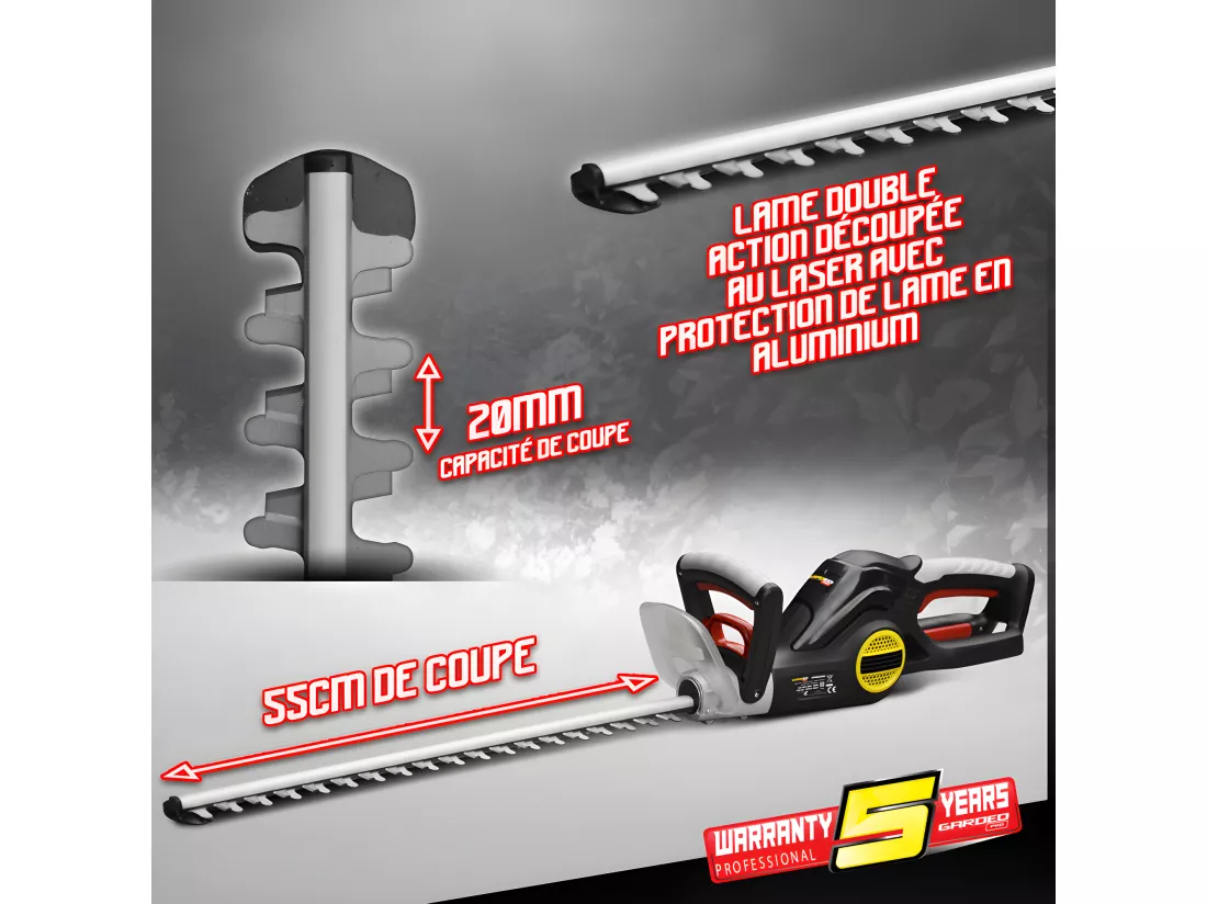 Taille-haies électrique 600W Coupe 55cm Gardeo Pro