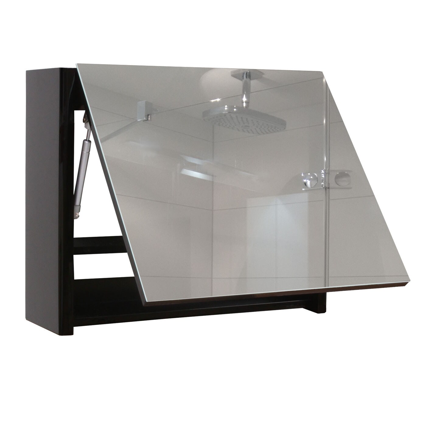 Badezimmerset XL MCW-B19, Waschtisch Spiegelschrank Hängeschrank, hochglanz ~ schwarz