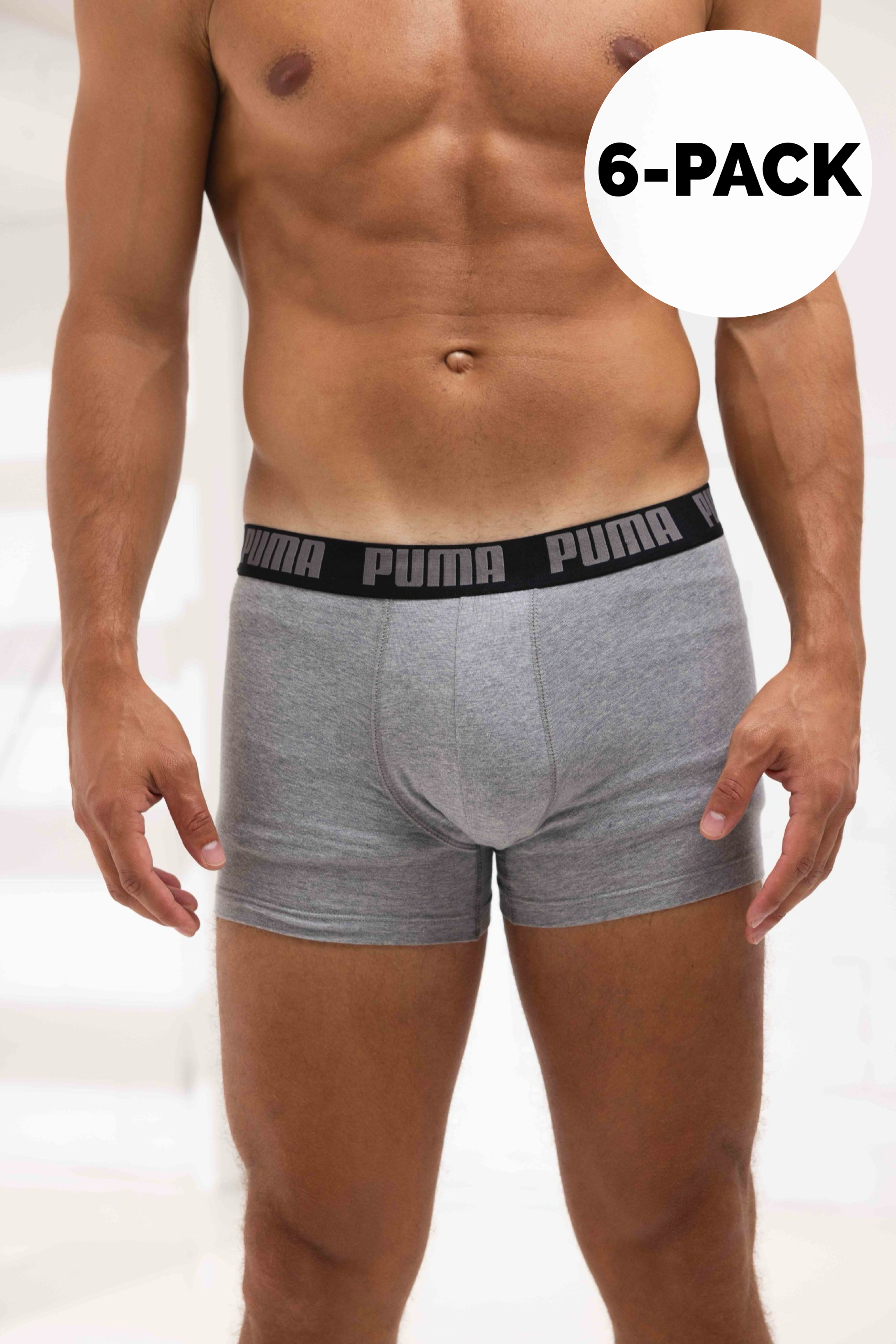 Puma Everyday Basic Boxershort Heren 6-Pack Grijs/Zwart