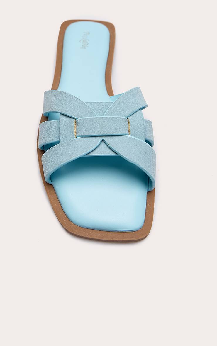 Bleu Sandales Mules À Multiples Brides En Synthétique