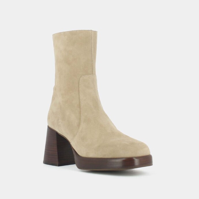 Bottines à plateformes  en croute beige