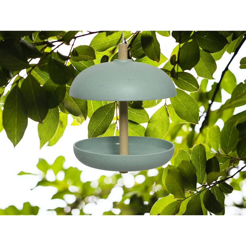 Decoris Vogelvoedersilo - hangend - bamboe - turquoise - 25 cm