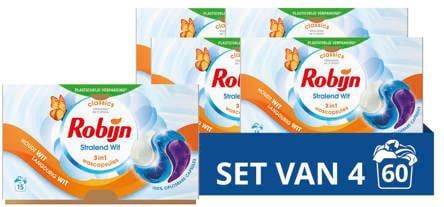 Robijn Classics Stralend Wit 3-in-1 Wascapsules - 4 x 15 wasbeurten - Voordeelverpakking