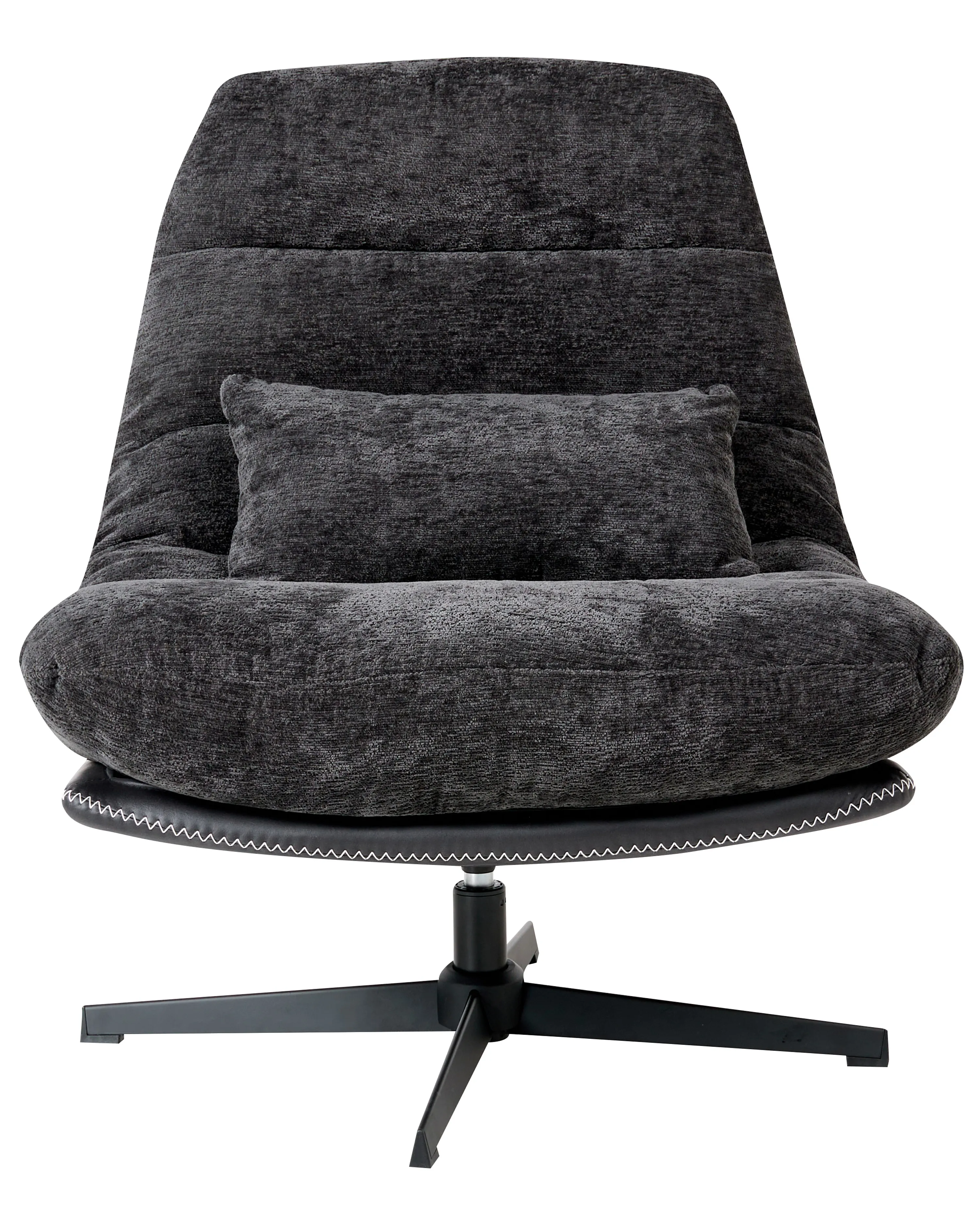 Draaifauteuil TOVIK met voetenbank Chenille Zwart
