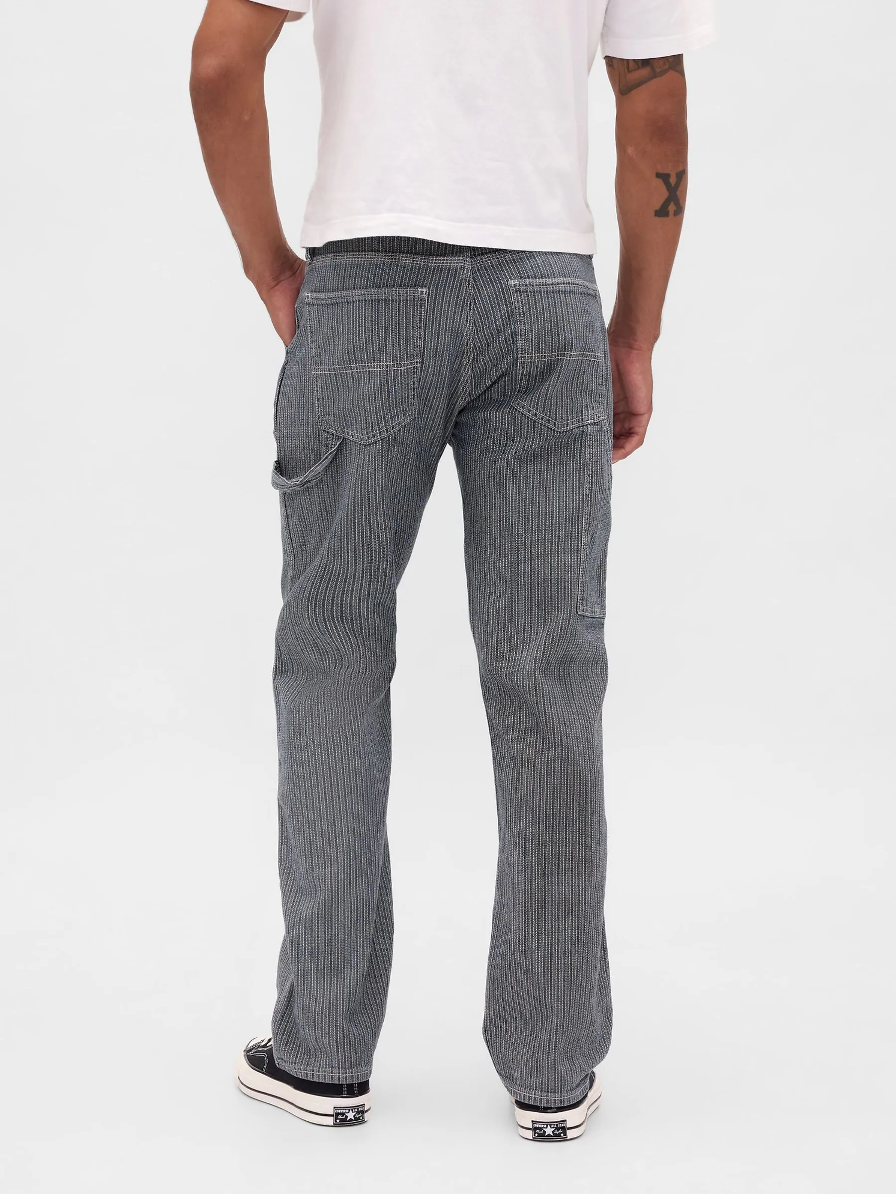 Grey Stripe Carpenter - Gap Relaxed Straight Jeans
