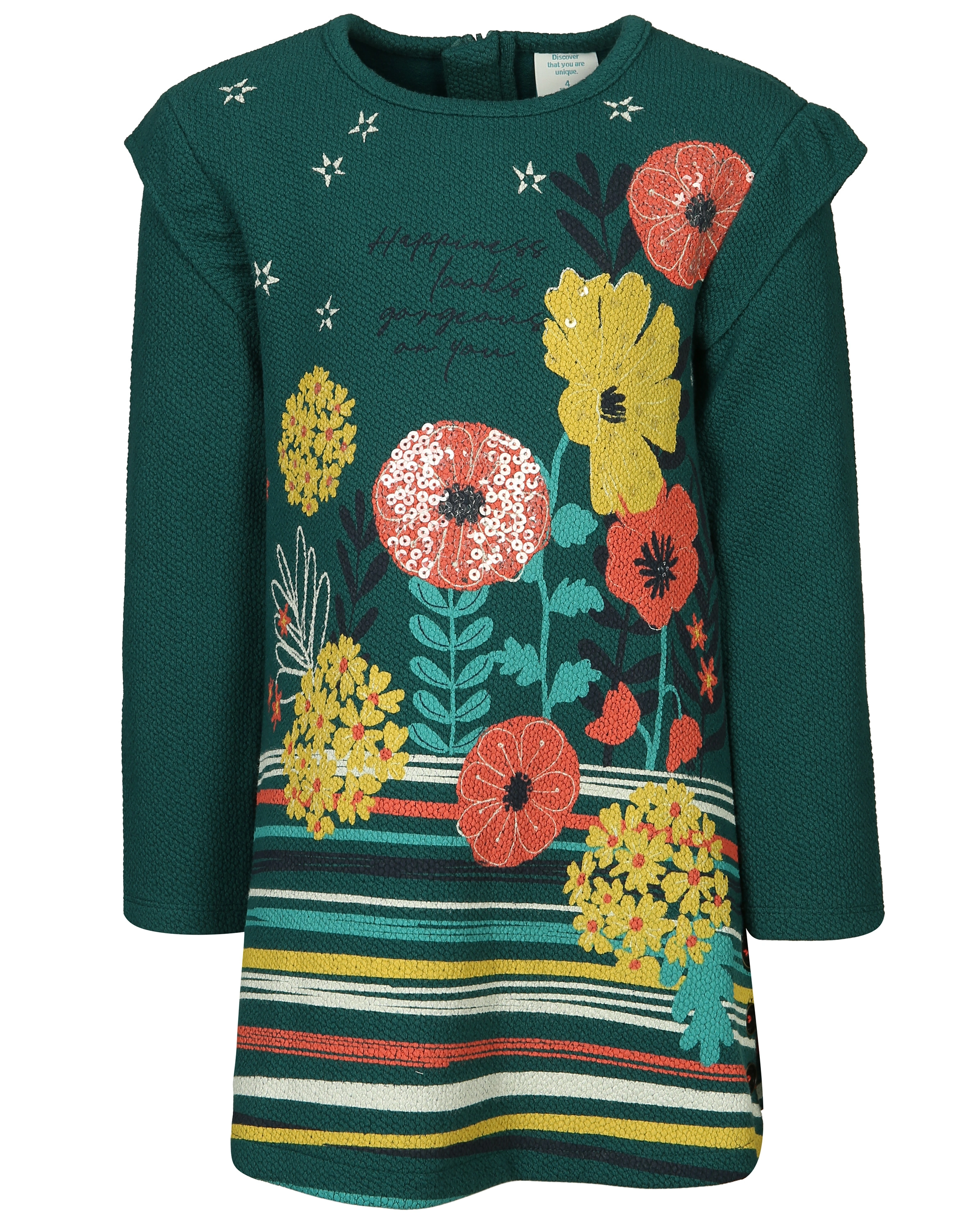 Strickkleid FIELD OF FLOWERS in petrol