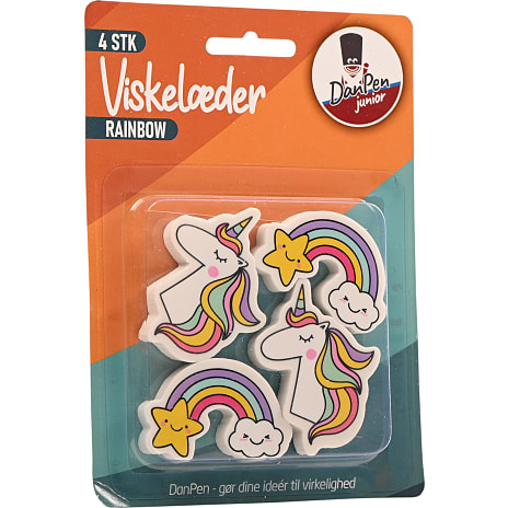 Danpen viskelæder 4-pak - enhjørning