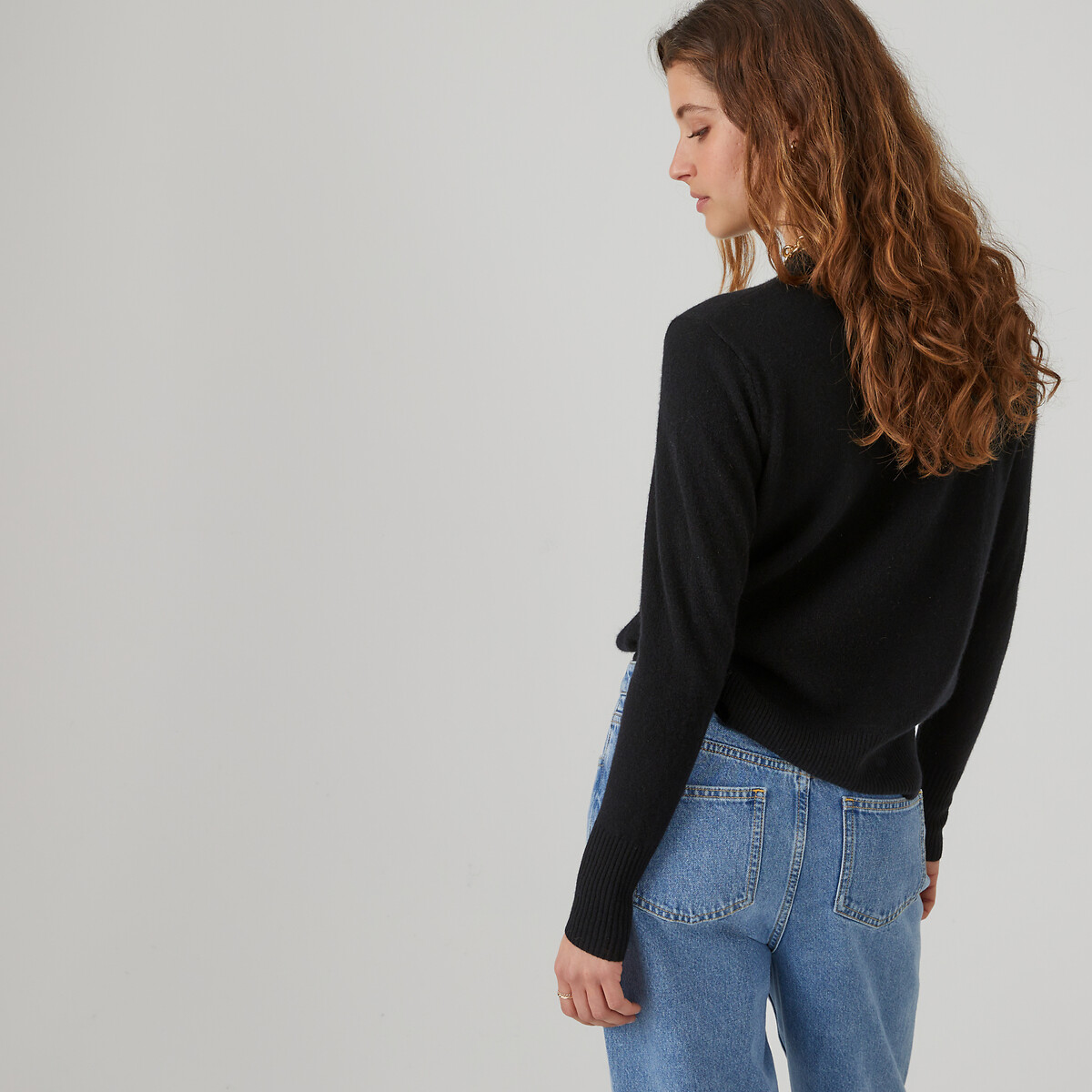 COLEÇÕES LA REDOUTE<br>Suéter de gola redonda em malha fina de cashmere