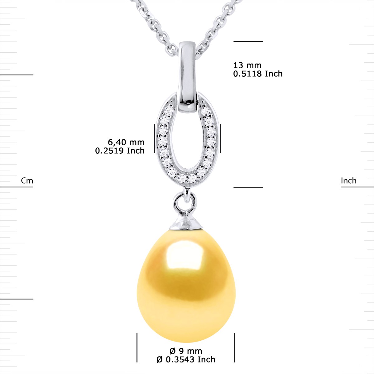 Collier NAVETTE Perle d'Eau Douce 9-10 mm Dorée Joaillerie Argent 925
